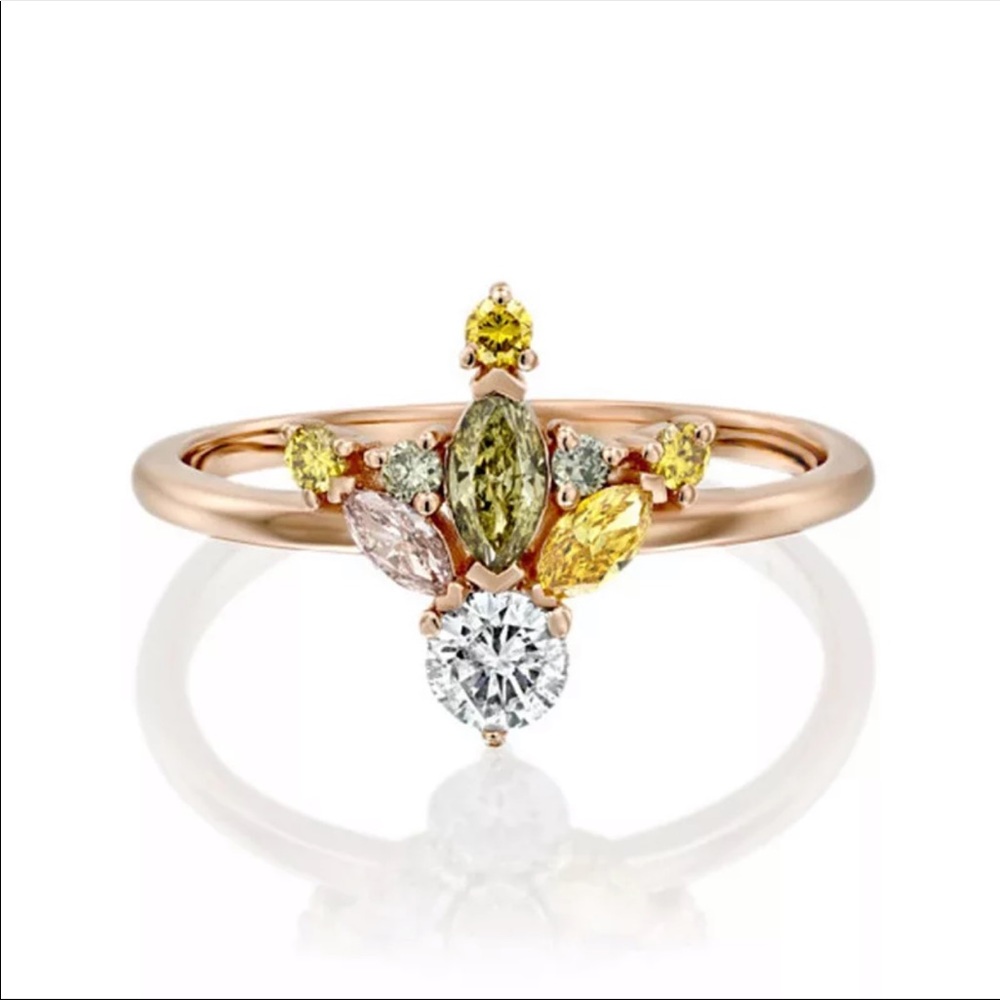 New Elegant 18K Rose Gold Bridal Emerald Ring - Picture 1 of 4